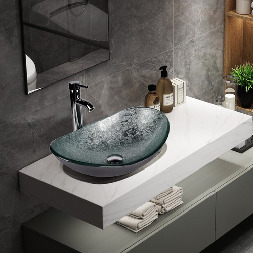 Vessel sink tempered glass - sink,